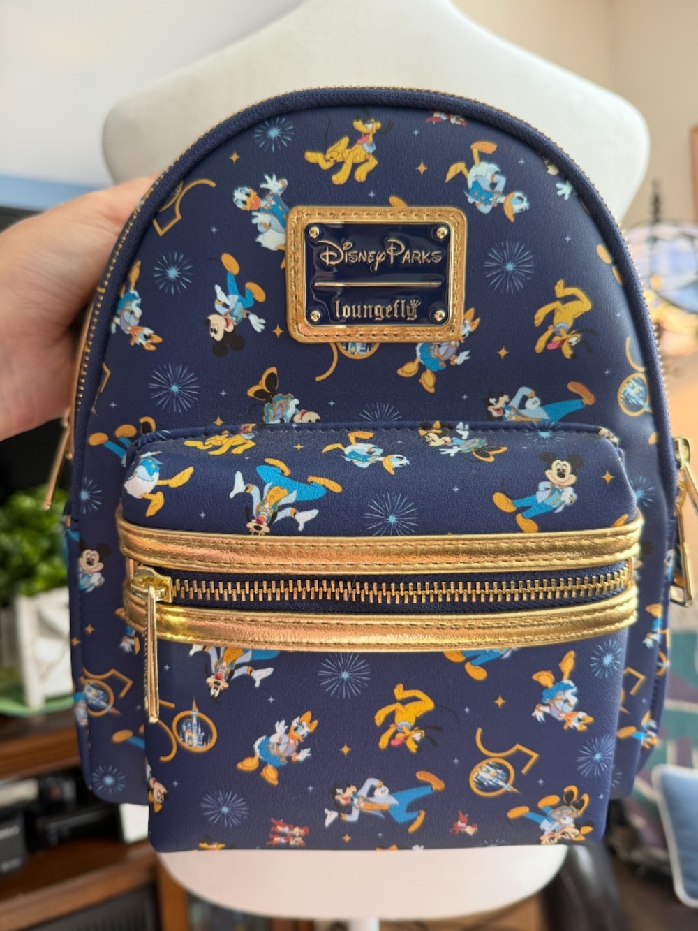 BRAND NEW Walt Disney World 50th Anniversary Loungefly Mini Backpack Blue & Gold